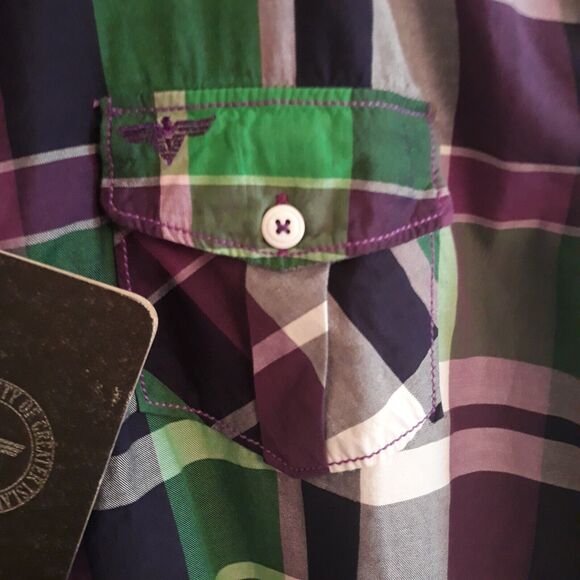 VIP Collection Society of Greater Islands Button Up Shirt Mens XL Green White Bl - Picture 5 of 12